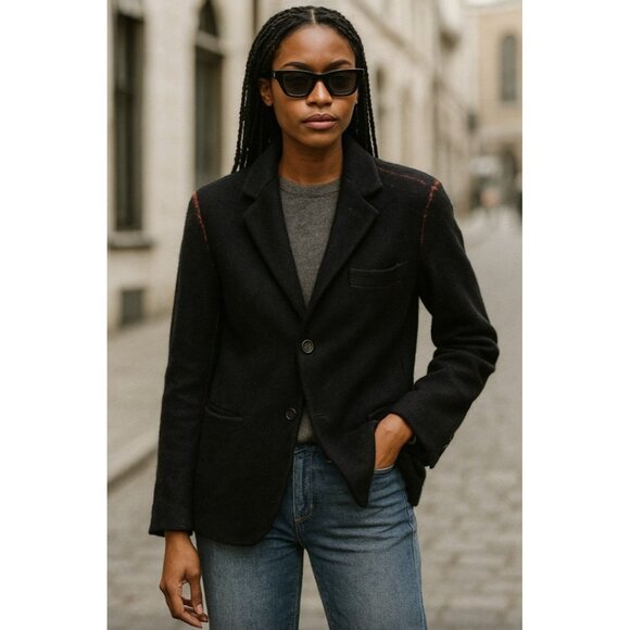 Avant Toi Black Wool Cashmere Blazer Red Stitching Italy Avant Toi Designer Jack - Picture 1 of 12